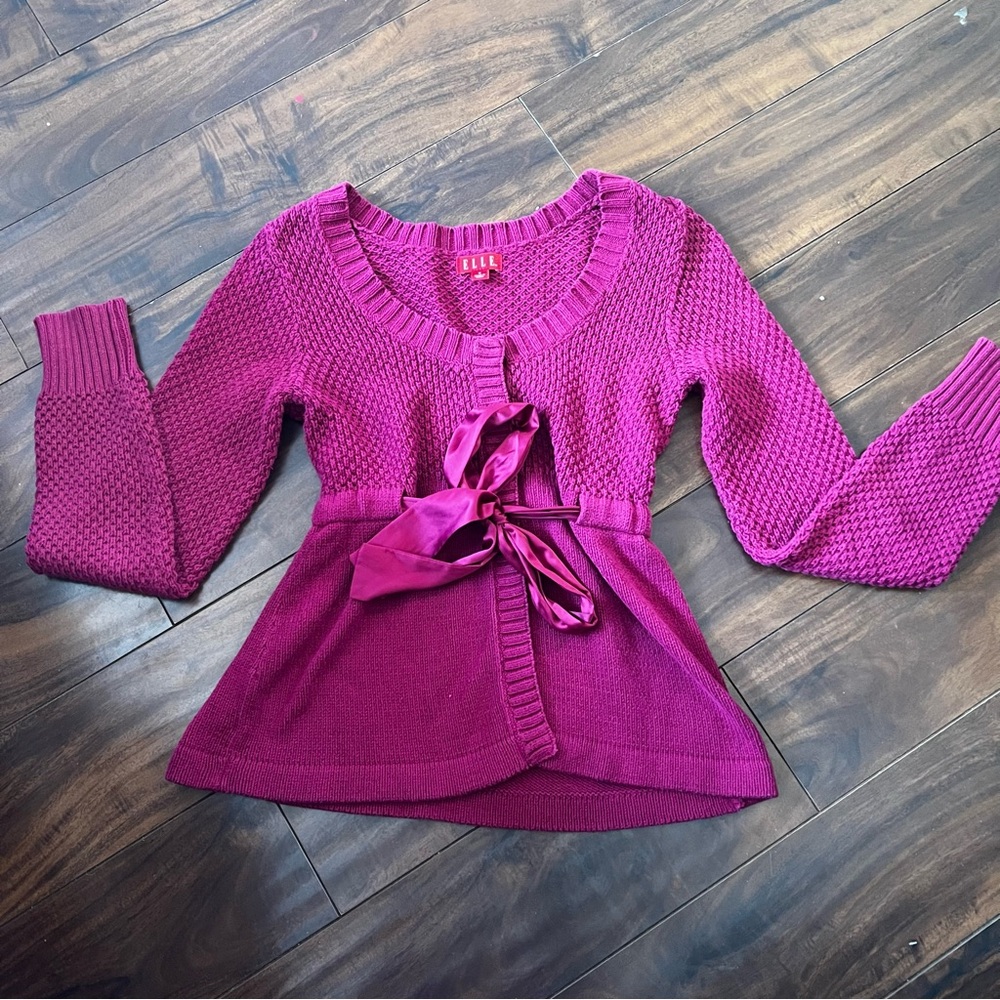 Elle Fuchsia Knit Sweater - Picture 2 of 4